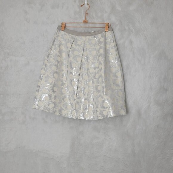 MaxMara Weekend Orche Jacquard Metallic Pleated Mini Skirt 4 - Picture 2 of 9